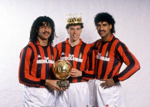 Rijkaard, Gullit y Van Basten en el AC Milan.