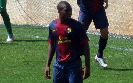 Adama Traoré, en un partido con la cantera del FC Barcelona.
