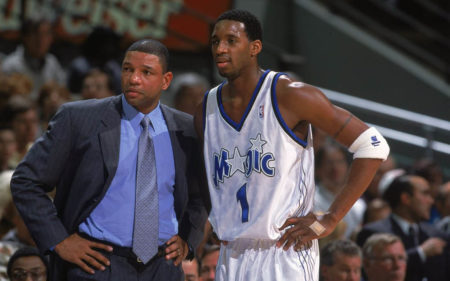 Doc Rivers junto a McGrady como entrenador de Orlando Magic.